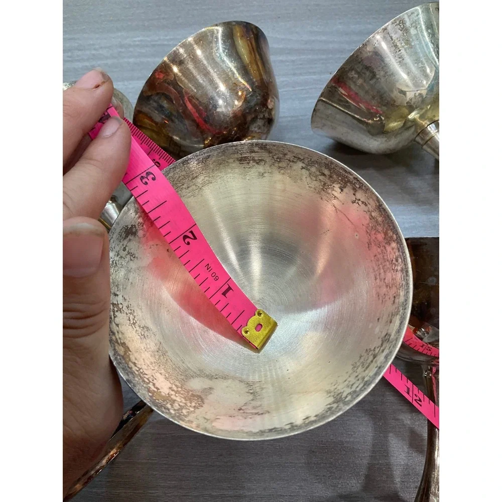 NINE VINTAGE SALEM SILVER PLATED CHAMPAGNE GOBLETS